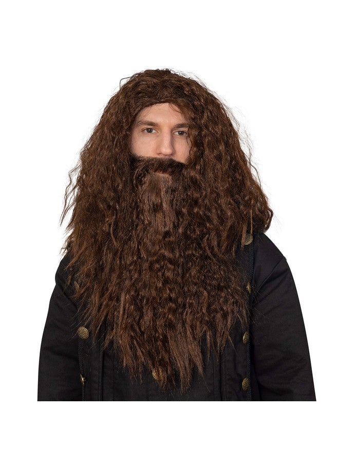 سكيلتين شعر مستعار ولحية بنيان هيكلي - مجموعة إكسسوارات شعر مستعار ولحية بنية مموجة مستوحاة من زي توراتي للبالغين والأطفال - Image 1