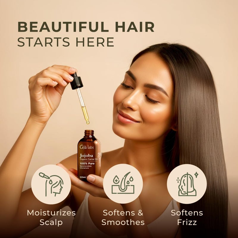 Gya Labs Jojoba Carrier Oil - 3.4 Fl Oz - for Hair, Skin, Face, Scalp & Body Massage - Image 5