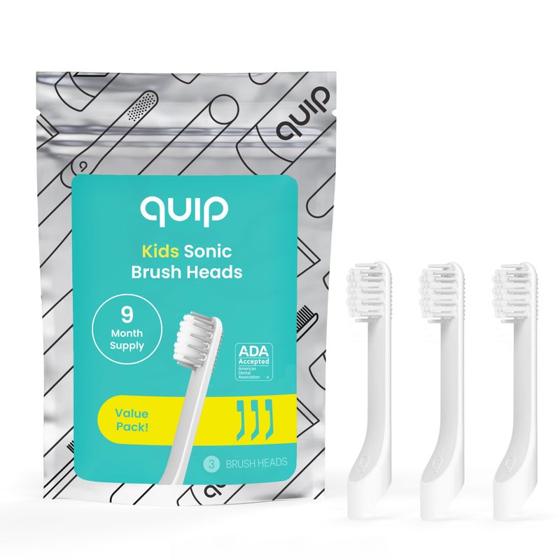 quip Sonic Toothbrush Replacement Heads for Kids - 3 Pack - Verified quip Small Brush Head Refills for Electric Toothbrushes - Soft Bristles, Compact & Flexible - Last 3 Months Each - Image 1