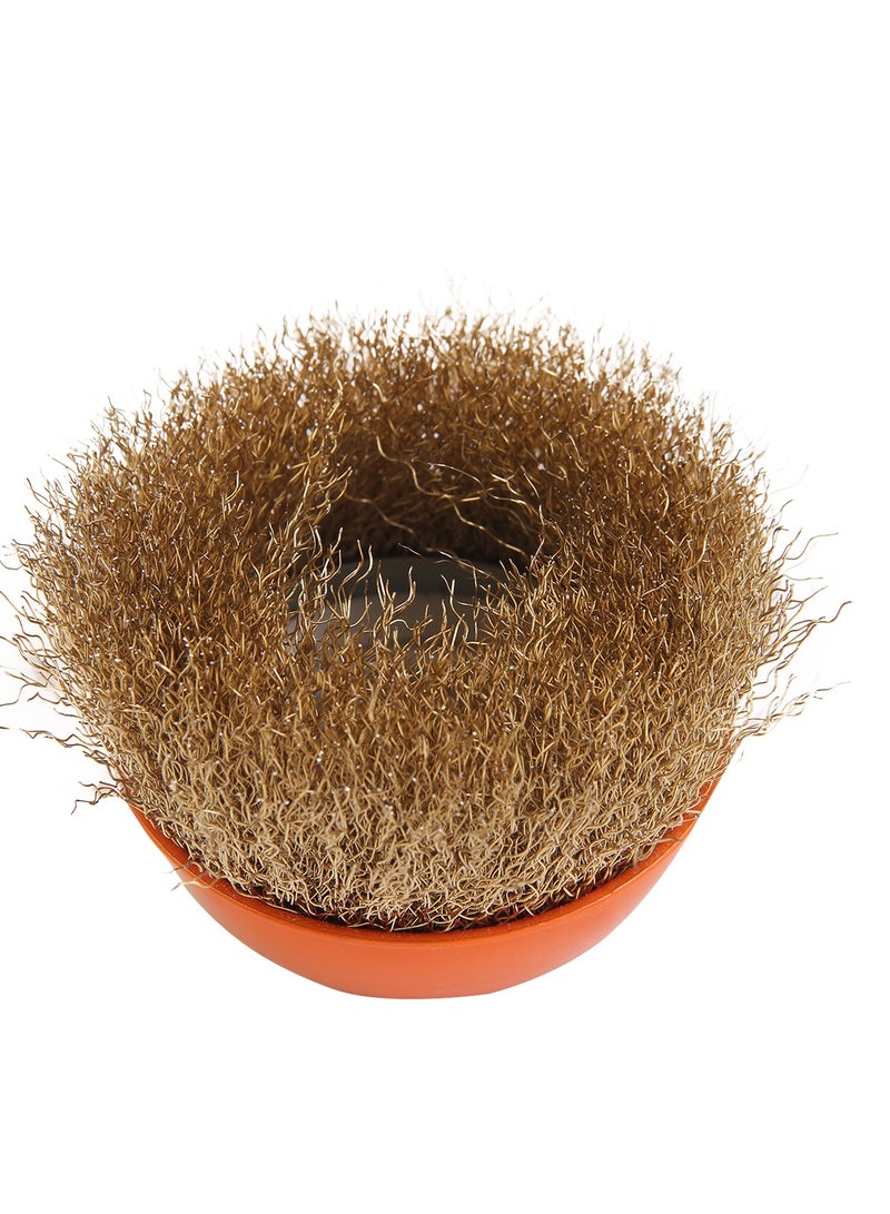 KSEIBI Crimped Cup Brush 75 mm. Coarse Brass Coated Brush, Angle Grinder Attachments, For Cleaning Rust, Flakes, Metal, Brass Coated Carbon Crimped for Polishing, Deburring, Degreasing and Corrosion Removal.  - Image 2