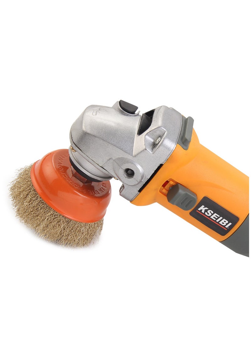 KSEIBI Crimped Cup Brush 75 mm. Coarse Brass Coated Brush, Angle Grinder Attachments, For Cleaning Rust, Flakes, Metal, Brass Coated Carbon Crimped for Polishing, Deburring, Degreasing and Corrosion Removal.  - Image 3