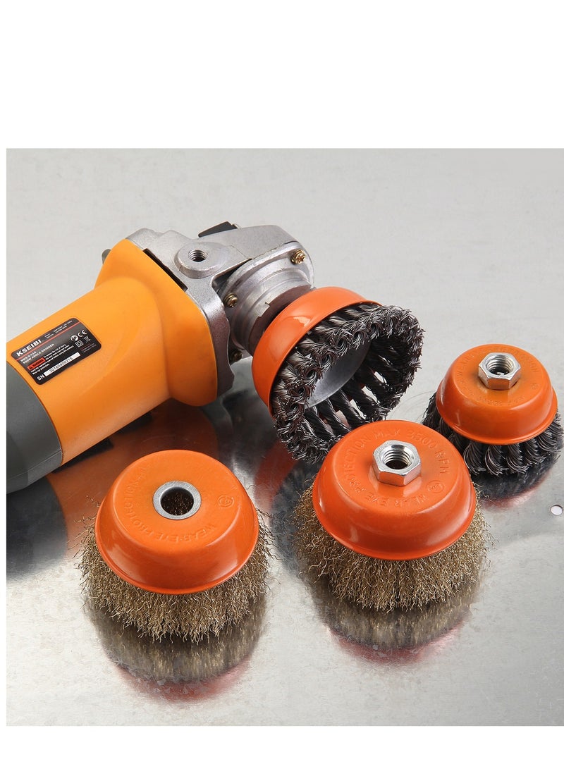 KSEIBI Crimped Cup Brush 75 mm. Coarse Brass Coated Brush, Angle Grinder Attachments, For Cleaning Rust, Flakes, Metal, Brass Coated Carbon Crimped for Polishing, Deburring, Degreasing and Corrosion Removal.  - Image 4