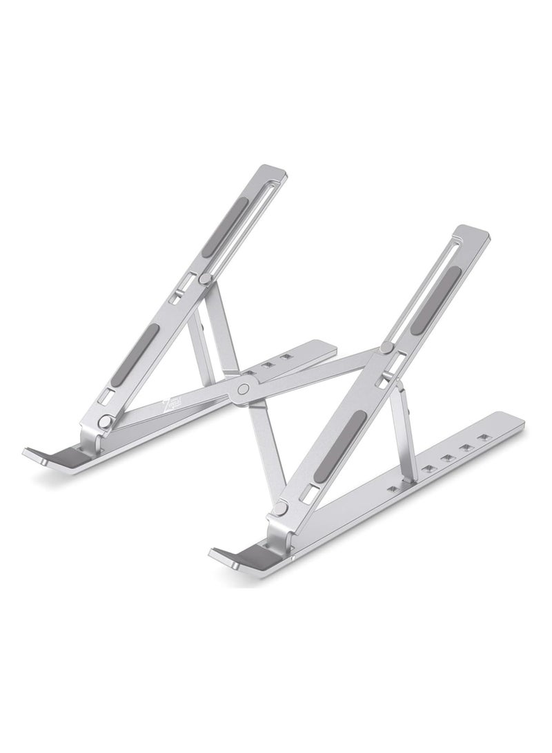 Zimtal Laptop Stand for Desk by Zimtal Adjustable Ergonomic Portable Aluminum Holder for Laptop 6 Angles Anti-Slip Riser Compatible with 9-15.6 inch Laptops (Silver) - Image 1