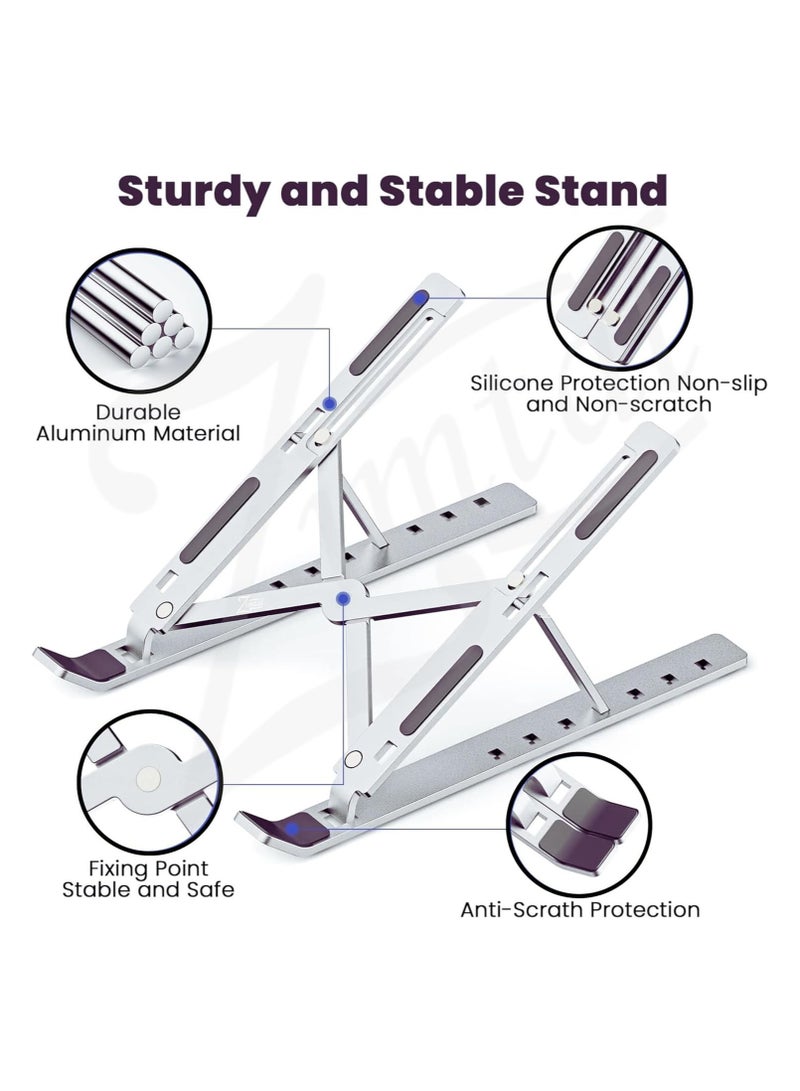Zimtal Laptop Stand for Desk by Zimtal Adjustable Ergonomic Portable Aluminum Holder for Laptop 6 Angles Anti-Slip Riser Compatible with 9-15.6 inch Laptops (Silver) - Image 3