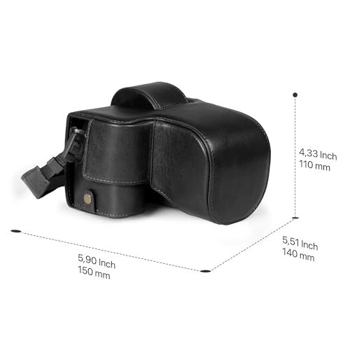 MegaGear Genuine Leather Camera Case for Fujifilm XS20 1855mm Stylish and Protective Digital Photography Bag Black - Image 3