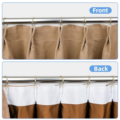 Manysky Curtain Rings with Eyelets, 48 Pack Metal Drapery Rings for Pinch Pleat Curtains Panels, Drape Rings Fits Up to 1.2 in Curtains Rod, 1.5 Inch I D Glossy Gold - Image 5