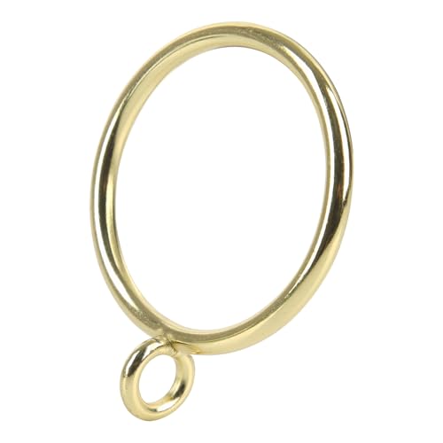 Manysky Curtain Rings with Eyelets, 48 Pack Metal Drapery Rings for Pinch Pleat Curtains Panels, Drape Rings Fits Up to 1.2 in Curtains Rod, 1.5 Inch I D Glossy Gold - Image 1