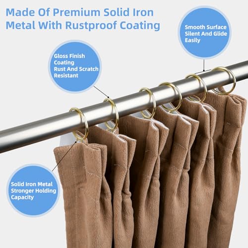 Manysky Curtain Rings with Eyelets, 48 Pack Metal Drapery Rings for Pinch Pleat Curtains Panels, Drape Rings Fits Up to 1.2 in Curtains Rod, 1.5 Inch I D Glossy Gold - Image 3