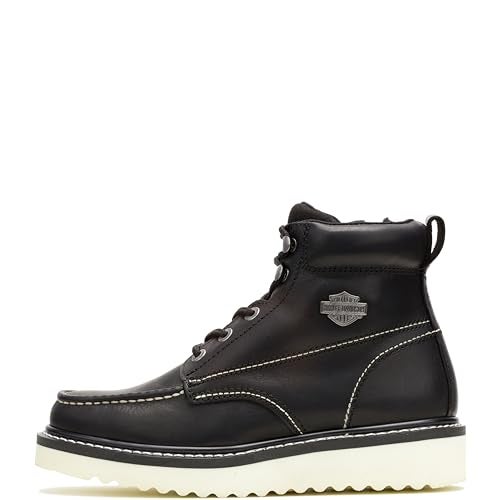 HARLEY DAVIDSON HarleyDavidson Mens Beau Leather Motorcycle Casual Wedge Boot Black 11 - Image 3