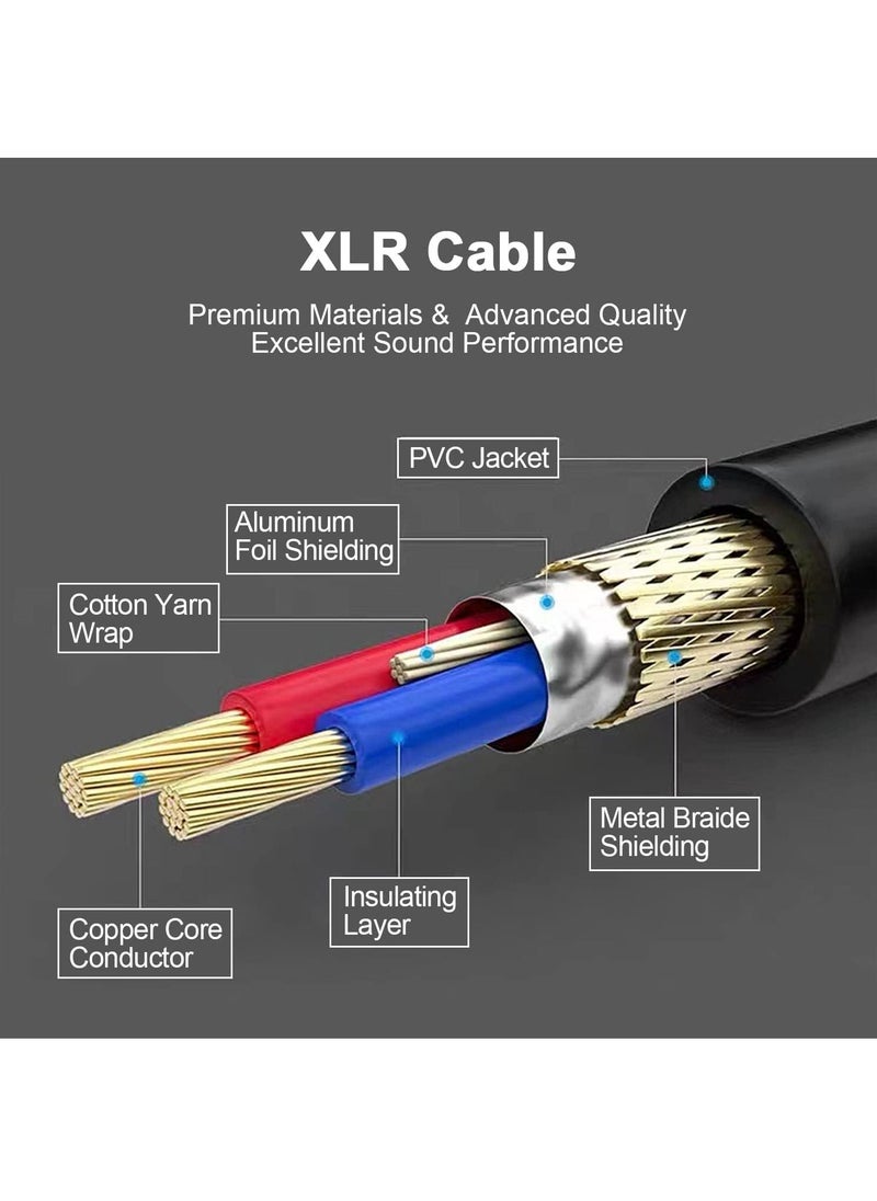 كابل ميكروفون XLR ذكر إلى أنثى 3 دبوس مدفع كابل تمديد متوازن لتطبيقات التسجيل، الخلاطات، أنظمة السماعات، أضواء DMX، خلاط، مكبرات الصوت (5 أمتار)