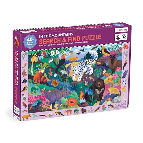 Mudpuppy in The Mountains — 64 Piece Search & Find Puzzle Jigsaw Puzzle Featuring Diverse Himalayan Mountain Animals and Over 40 Hidden Images to Find for Ages 4+ - Image 2