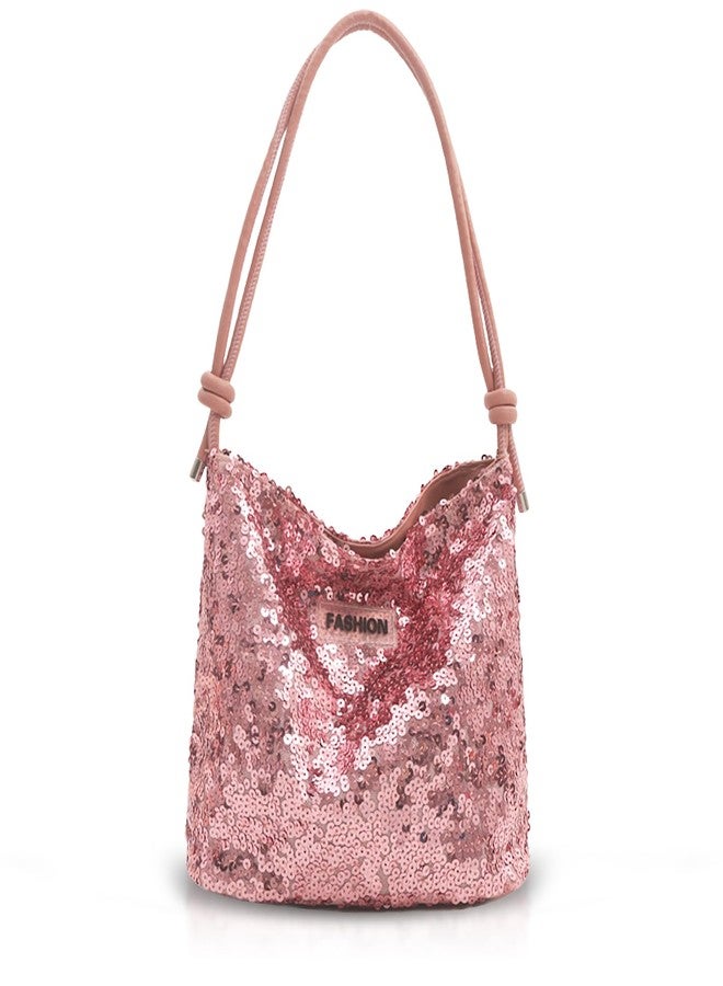 QTKJ Tote Bag for Women, Sequin Handbag, Adjustable Shoulder Strap, Crossbody Bag for Wedding, Prom, Parties, Travel(Pink) - Image 1