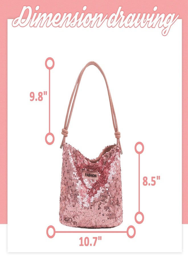QTKJ Tote Bag for Women, Sequin Handbag, Adjustable Shoulder Strap, Crossbody Bag for Wedding, Prom, Parties, Travel(Pink) - Image 2