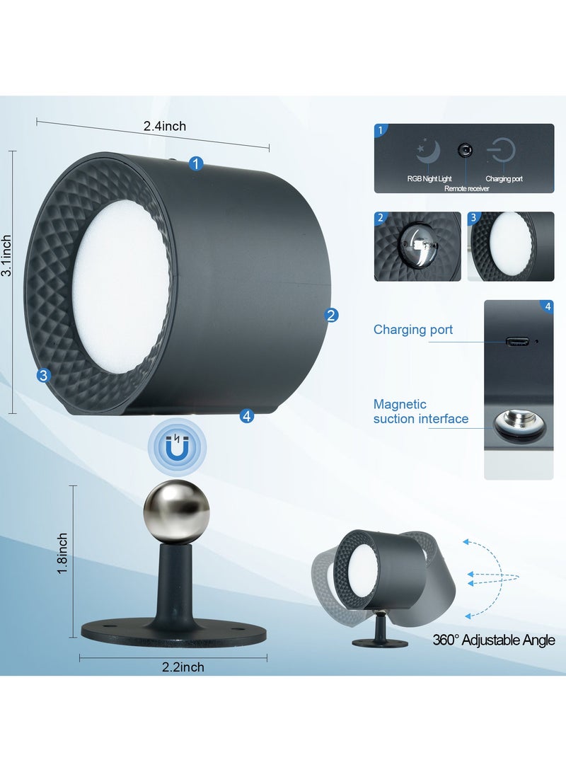 Loquat LED Wall Lamp Battery Operated Dimming Wall Sconces Touch and Remote Control RGB Rechargeable Ambient Light - Image 3