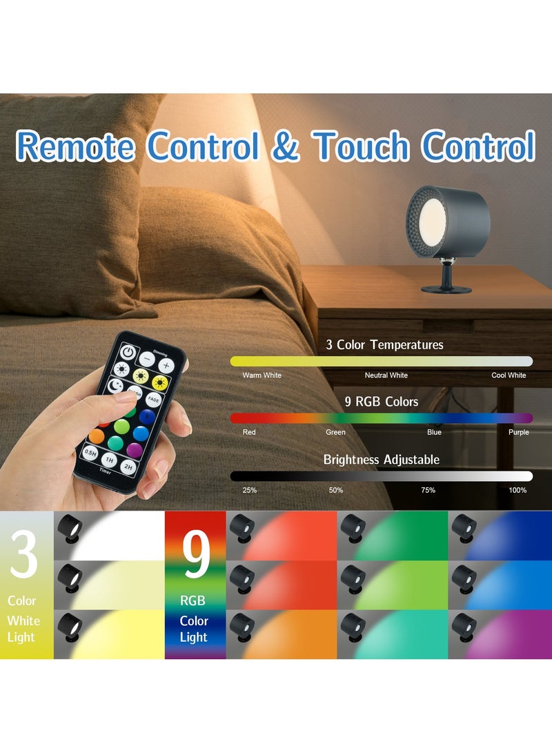 Loquat LED Wall Lamp Battery Operated Dimming Wall Sconces Touch and Remote Control RGB Rechargeable Ambient Light - Image 2