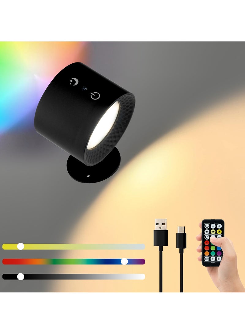 Loquat LED Wall Lamp Battery Operated Dimming Wall Sconces Touch and Remote Control RGB Rechargeable Ambient Light - Image 1