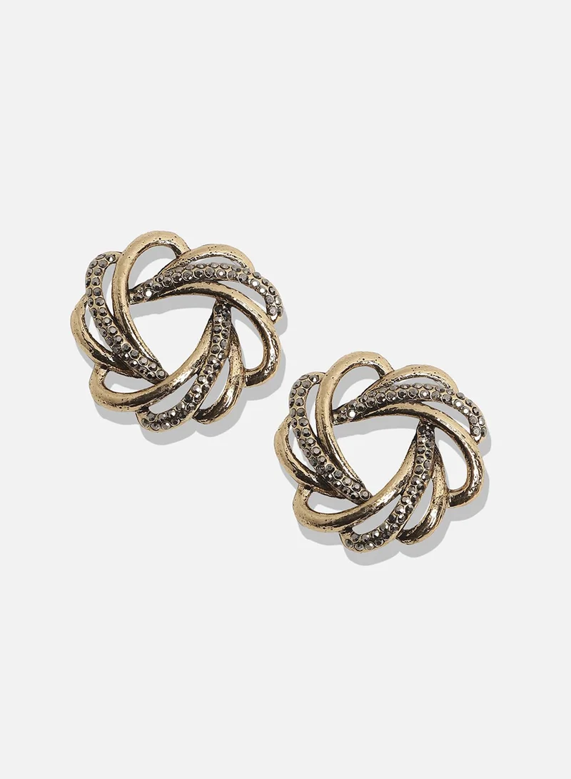 SOHI Crystal Spiral Halo Artificial Drop Earring Jewellery