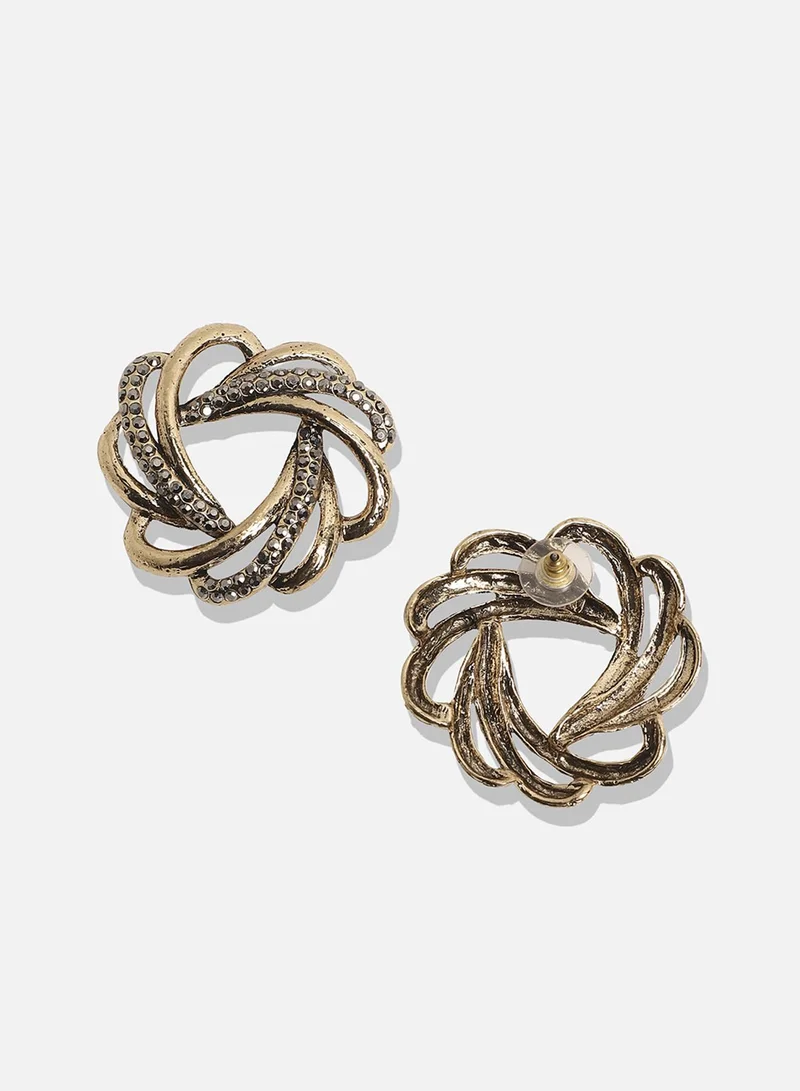 SOHI Crystal Spiral Halo Artificial Drop Earring Jewellery