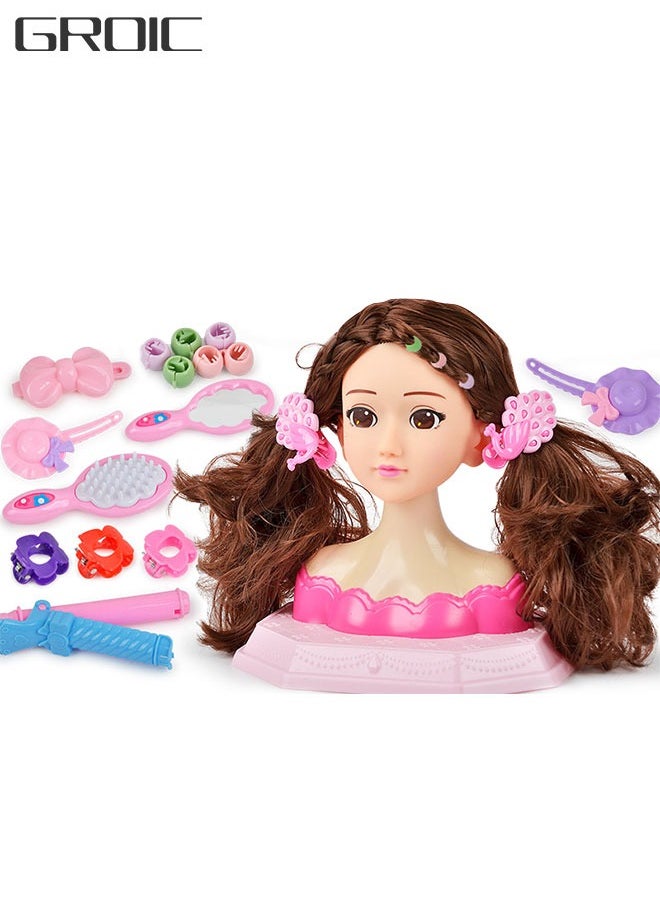 GROIC Long Hair Doll Princess Model Head Doll, Half Body Play House Dressing Braid Toy, Design Model Doll Head, Girls Playset with Beauty and Fashion Accessories  - Image 1