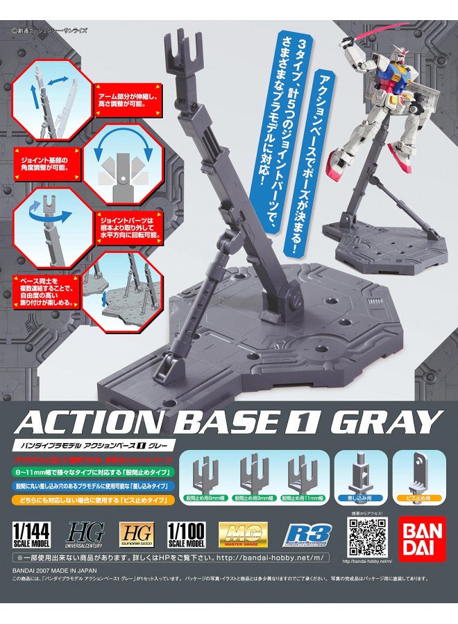 Bandai Hobby Action Base 1 Display Stand (1/100 Scale), Gray - Image 3