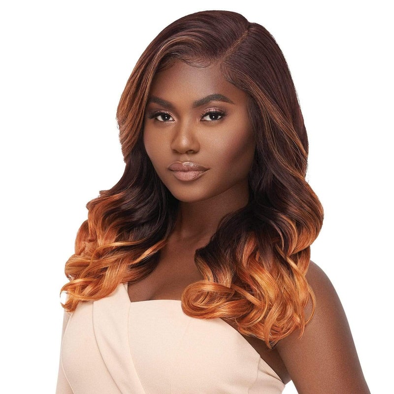Outre Melted Hairline Lace Front Wig Frontal Effect Hairline No Plucking Required Baby Hairs Included Pre Attached Wide Elastic Band HD Transparent Lace DIVINE 1B
