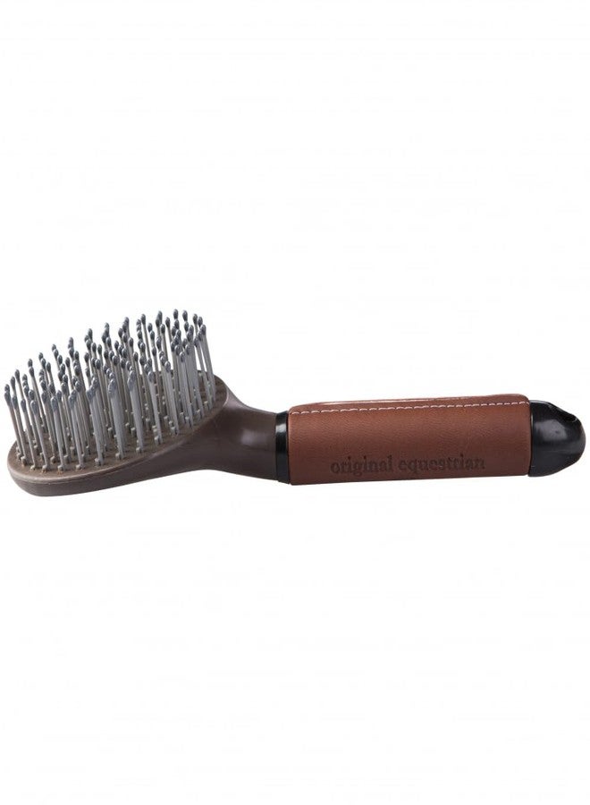 Horze Maddox PU Leather Handle Tail Brush - Dark Brown - One Size - Image 1