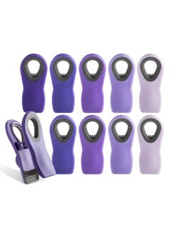 COOK WITH COLOR COOK WITH COLOR Bag Clips with Magnet- Food Clips, Chip Clips, Bag Clips for Food Storage with Airtight Seal Grip for Bread Bags, Snack Bags and Food Bags (Lavender, Pack of 10)  - Image 1
