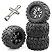 Aimrock 4pcs PreGlued 12mm Hex 28 RC Wheels and Tires OD 5 with Wrench for 110 Traxxas Hoss Stampede Rustler HSP Redcat Volcano RC Monster Truck Tires Wheels OffRoad RC Car - Image 2