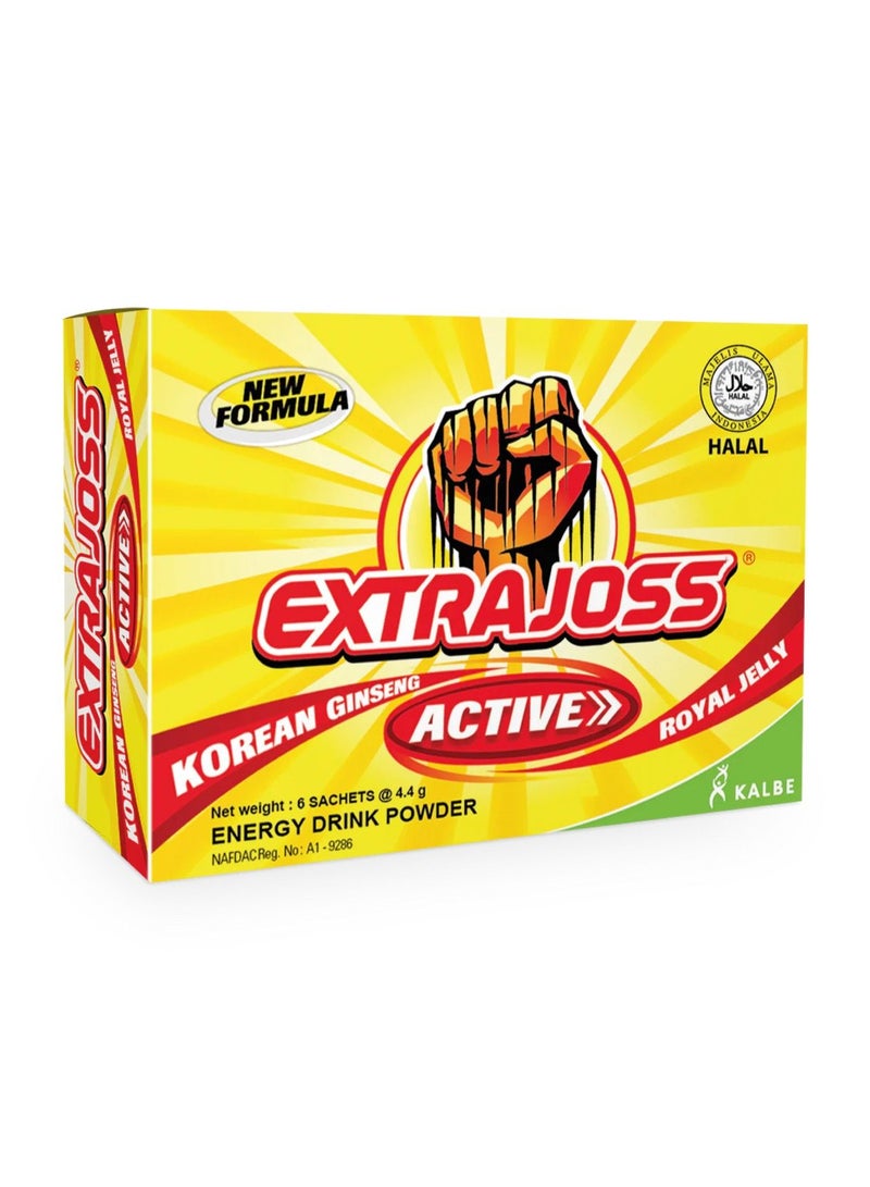 Extra Joss Active Energy Drink Powder, 1 Pack (6 Sachets of 4gm)