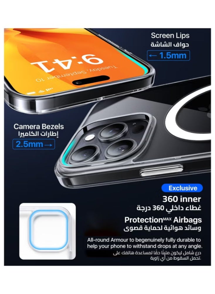 BERLIA Crystal Clear iPhone 14 Pro Magnetic Case – Ultra Slim MagSafe Compatible Shockproof Anti-Yellowing Transparent Phone Cover - Image 2