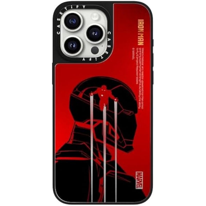 Casetify Mirror iPhone 15 Pro Max Case 【Iron Man Co-Lab/Reflective / 4.9ft Drop Protection/Compatible with Magsafe】 - Iron Man Armor Activate - Silver on Black - Image 2