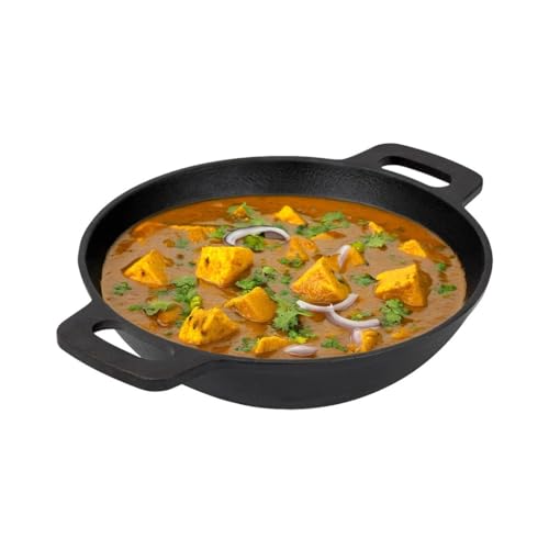 RASA Cookware Pre-Seasoned Cast Iron Kadai with Convenient Handle | 10 Inch/25 cm, 2.5 Kg | Naturally Nonstick Wok/Kadhai for Cooking | Induction & Gas Stove Compatible | Pure & Toxin-Free - Black - Image 1