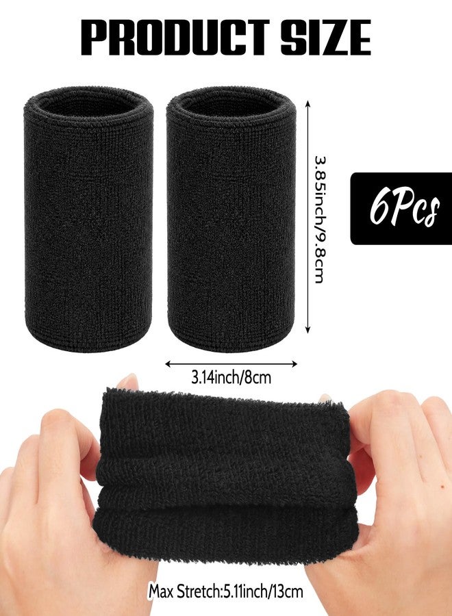Nfvjfxz 6Pcs Wrist Sweatbands for Men Women Elastic Gym Tennis Wristbands Athletic Absorbent Cotton Wrist Bands for Basketball Running Football Working Out Outdoor Activity - Image 5