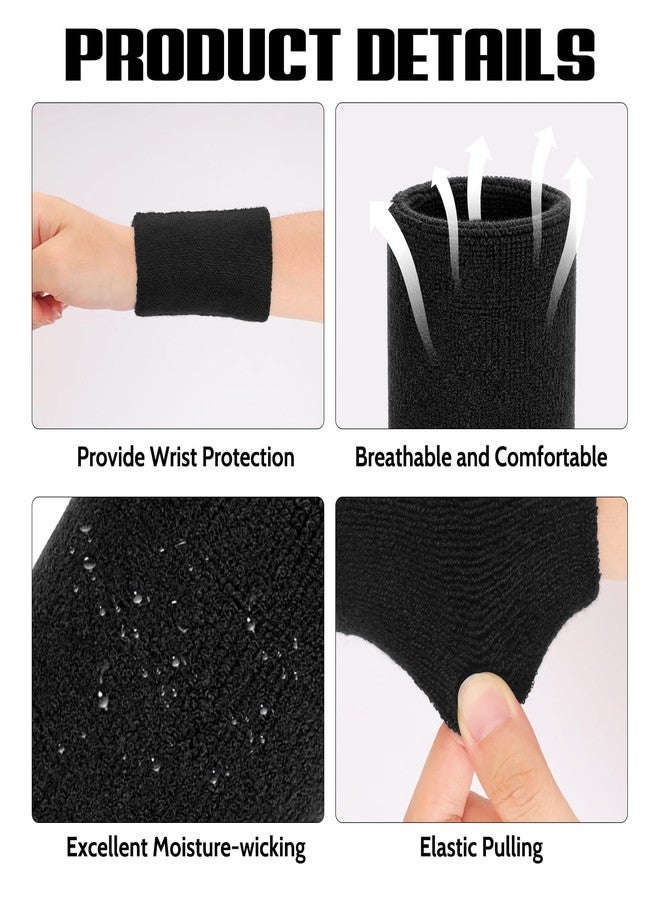 Nfvjfxz 6Pcs Wrist Sweatbands for Men Women Elastic Gym Tennis Wristbands Athletic Absorbent Cotton Wrist Bands for Basketball Running Football Working Out Outdoor Activity - Image 3