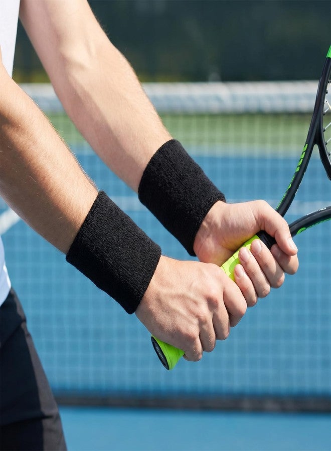 Nfvjfxz 6Pcs Wrist Sweatbands for Men Women Elastic Gym Tennis Wristbands Athletic Absorbent Cotton Wrist Bands for Basketball Running Football Working Out Outdoor Activity - Image 2