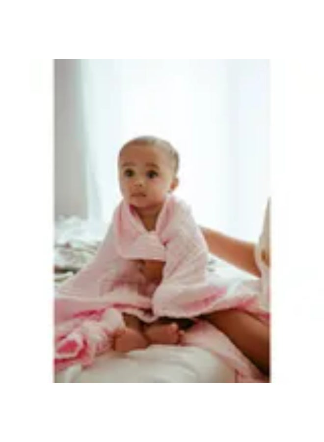Anvi Baby - Set Of 2 Organic Muslin Bath Towel- Pink & White - Image 4