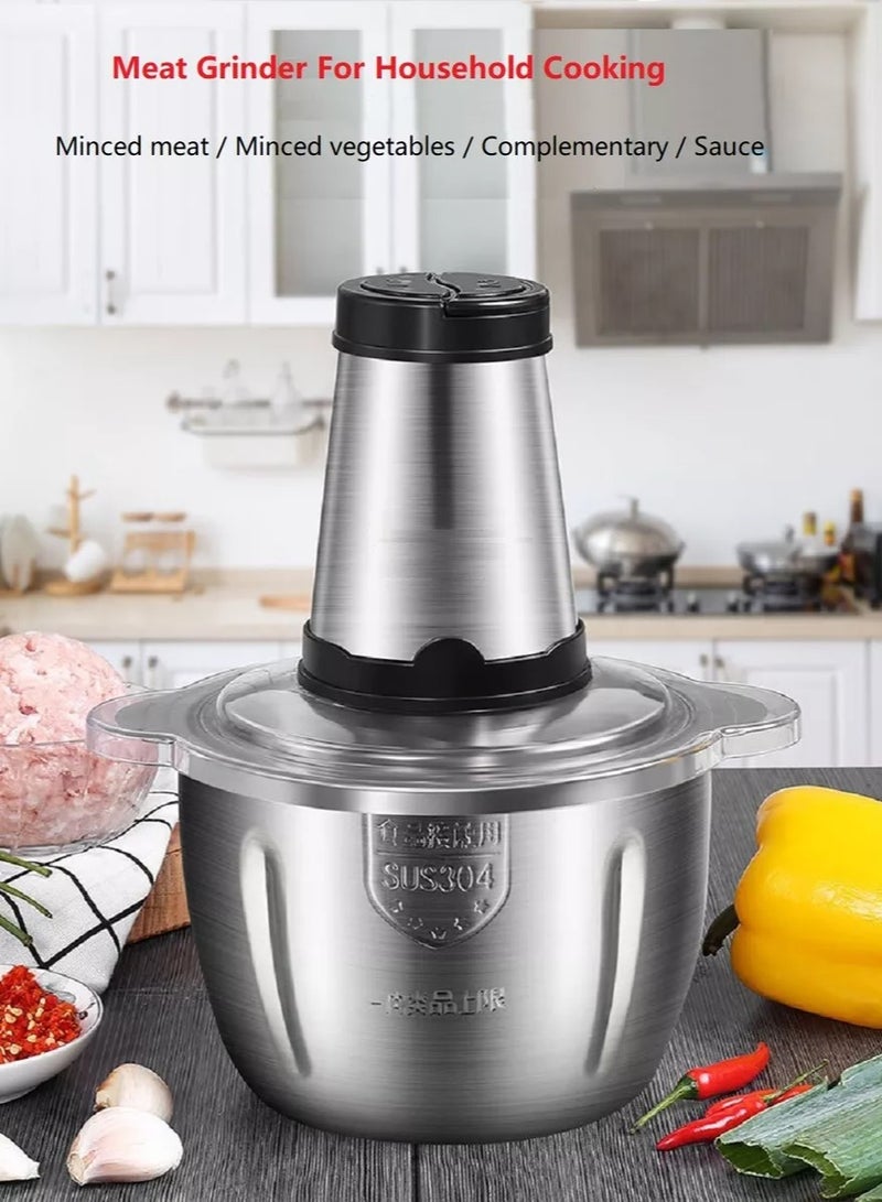Chopper, grinder, and vegetable cutter that chops and grinds meat, vegetables, and spices, stainless steel, 1000 watts, 3 liter bowl, with 4 stainless chopper blades, 3 speeds.  - Image 2