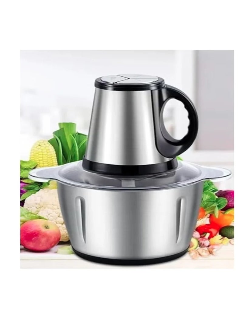 Chopper, grinder, and vegetable cutter that chops and grinds meat, vegetables, and spices, stainless steel, 1000 watts, 3 liter bowl, with 4 stainless chopper blades, 3 speeds.  - Image 3