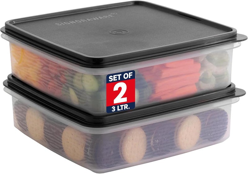 Signoraware Plastic Storage Containers with Lids – 2-Pack 3L Cupcake Carrier – Leakproof Cookie Storage Containers Airtight – BPA-Free Plastic Containers with Lids for Food Storage, Meal Prep, Leftovers, Cupcakes - Image 1