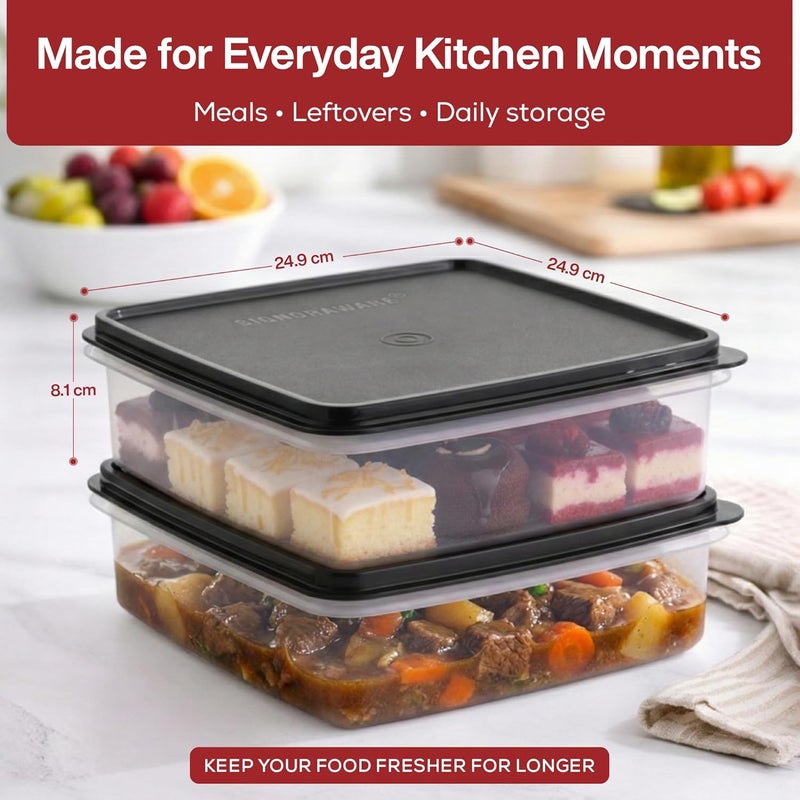 Signoraware Plastic Storage Containers with Lids – 2-Pack 3L Cupcake Carrier – Leakproof Cookie Storage Containers Airtight – BPA-Free Plastic Containers with Lids for Food Storage, Meal Prep, Leftovers, Cupcakes - Image 2