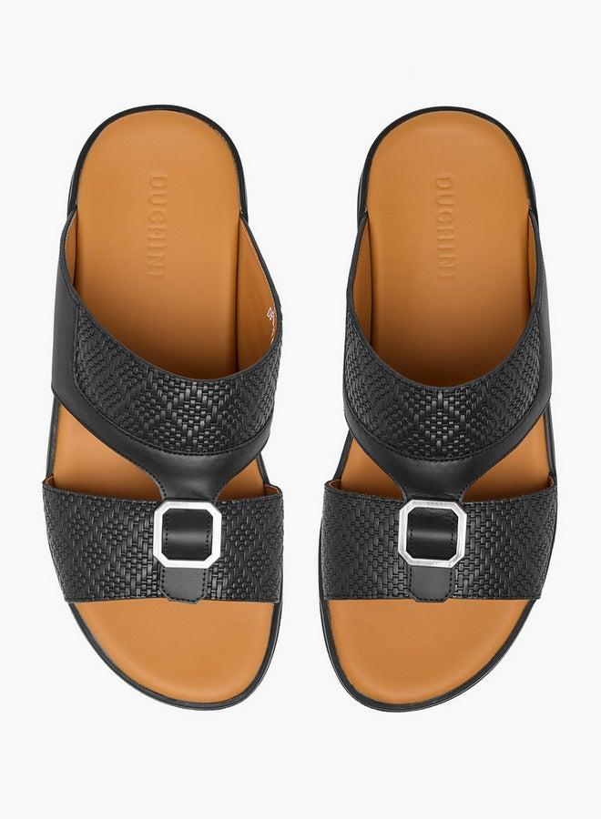 DUCHINI Men's Buckle Accent Slip-On Arabic Sandals - Image 3