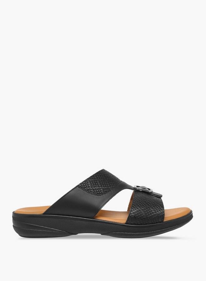 DUCHINI Men's Buckle Accent Slip-On Arabic Sandals - Image 2