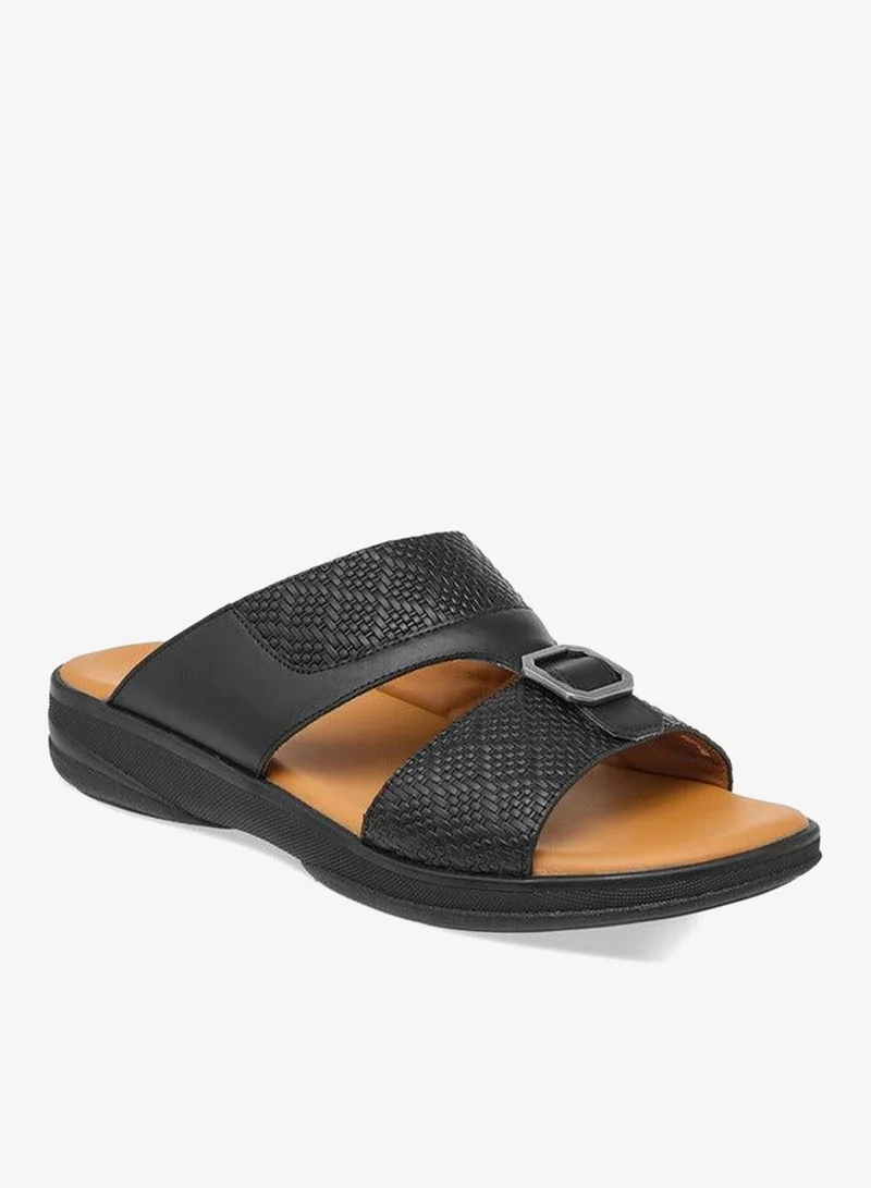 DUCHINI BLACK Men's Buckle Accent Slip-On Arabic Sandals Ramadan Collection for Men | Best Price UAE