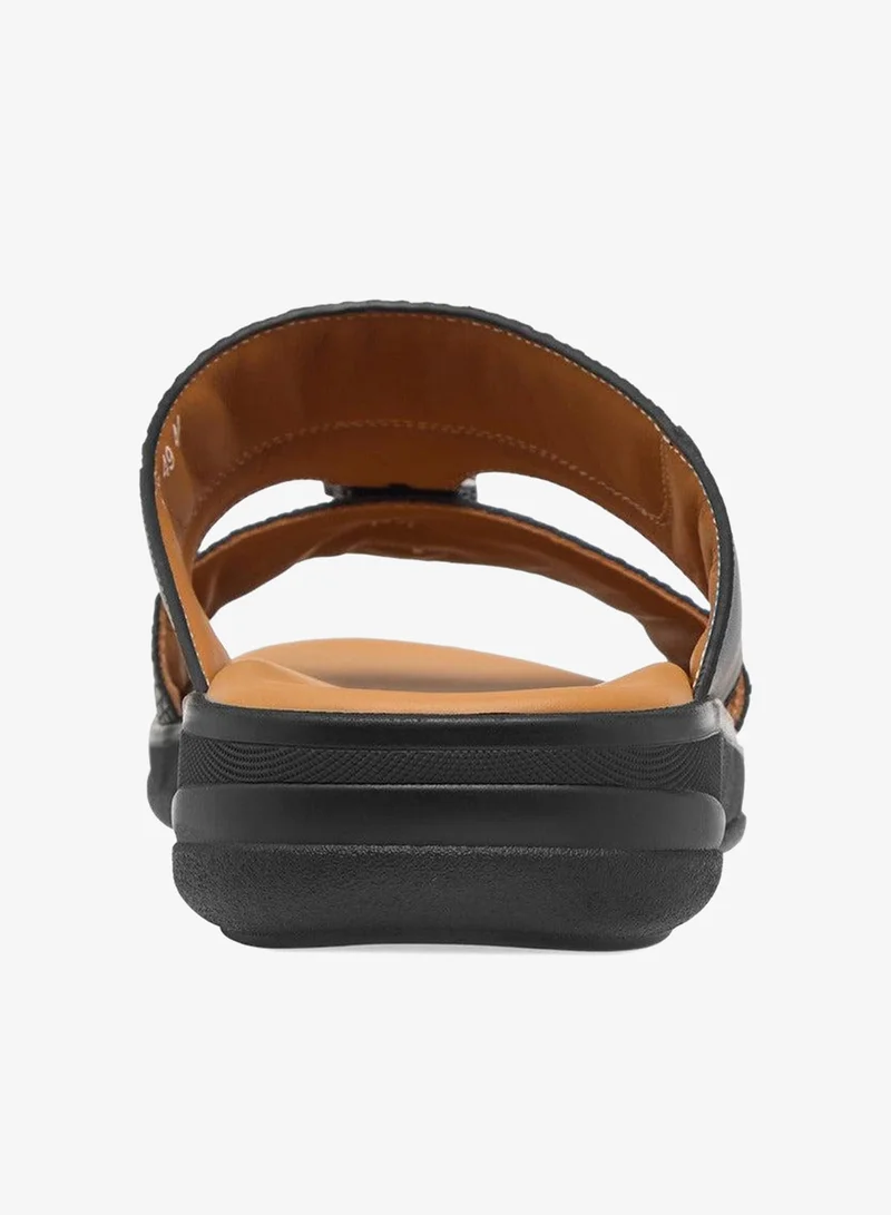 DUCHINI BLACK Men's Buckle Accent Slip-On Arabic Sandals Ramadan Collection for Men | Best Price UAE