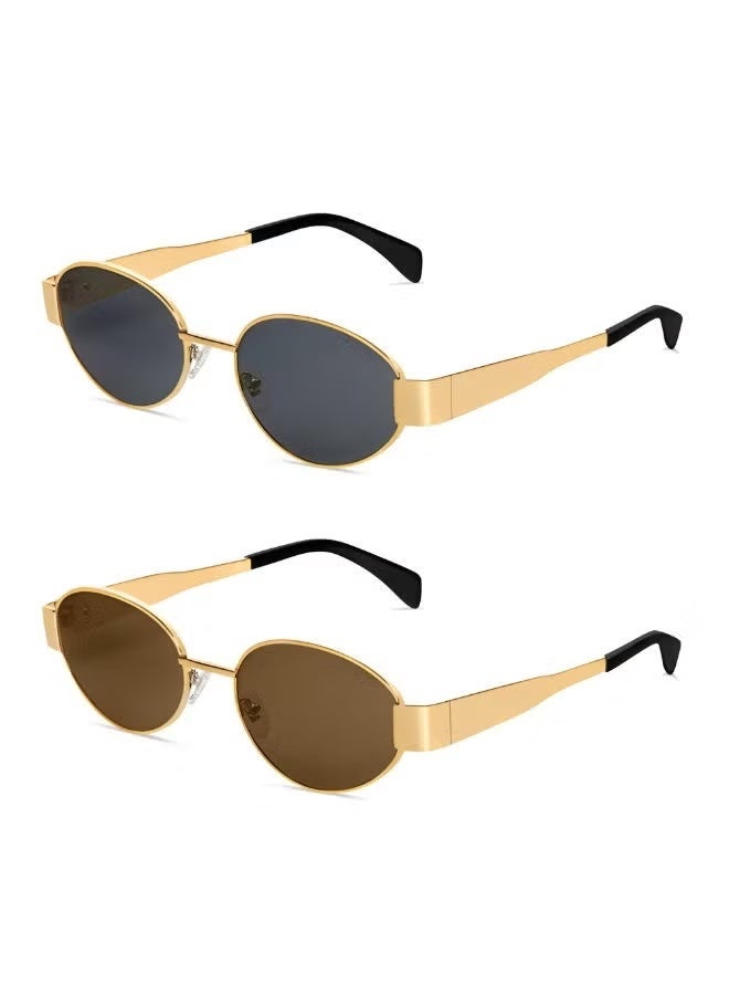 Retro Oval 90s Sunglasses UV400 Protection, Classic Designer Style for Women & Men - Image 1