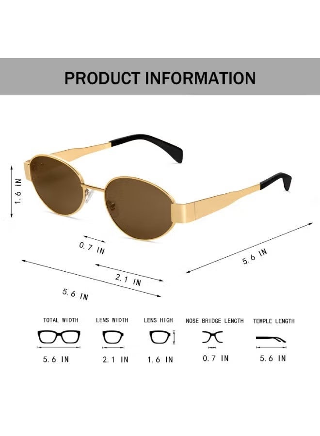 Retro Oval 90s Sunglasses UV400 Protection, Classic Designer Style for Women & Men - Image 2