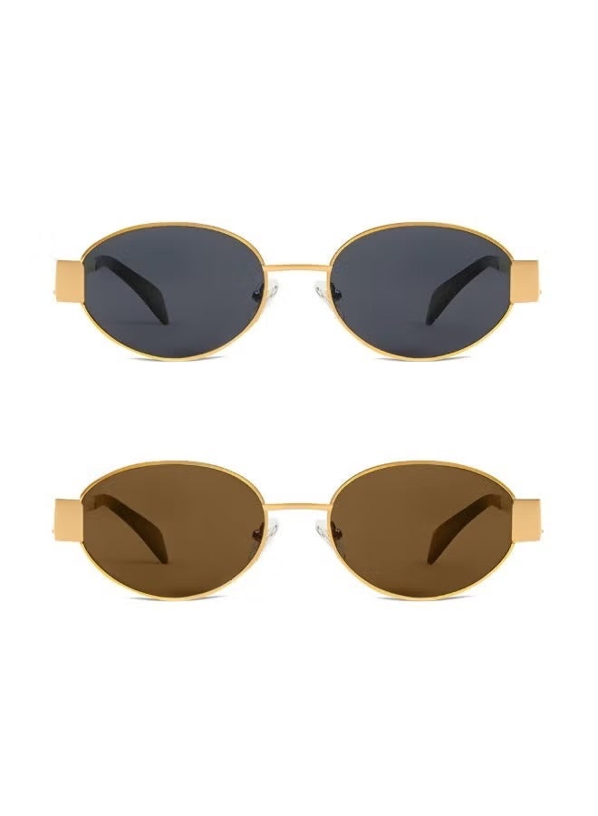 Retro Oval 90s Sunglasses UV400 Protection, Classic Designer Style for Women & Men - Image 3