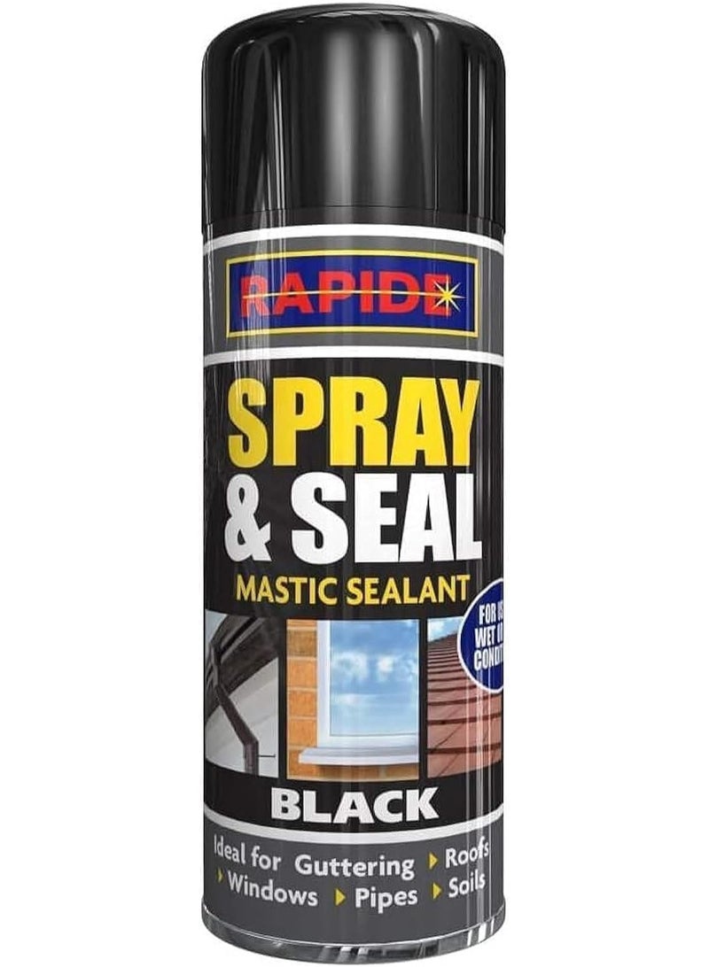 Rapide Products Rapide Spray & Seal Leak Fix Stop Sealant Instant Waterproof Gutter Roof Pipe - Black 300ml - Image 1