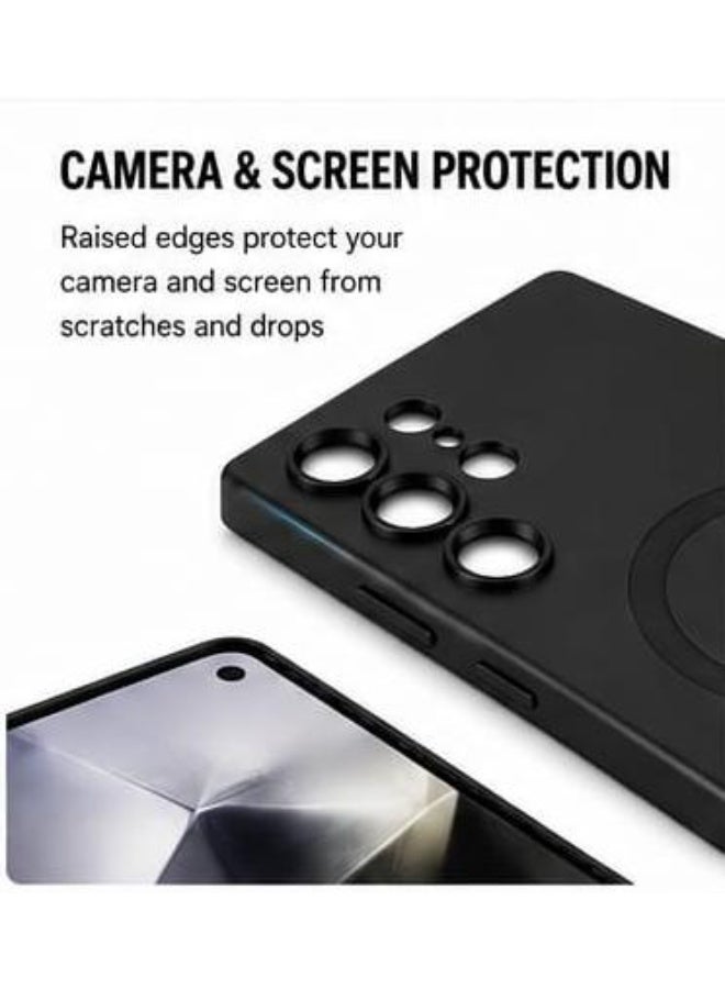 Samsung Galaxy S24 Ultra Magnetic Matte Case Shockproof Slim Protective Cover Wireless Charging Compatible Black - Image 5