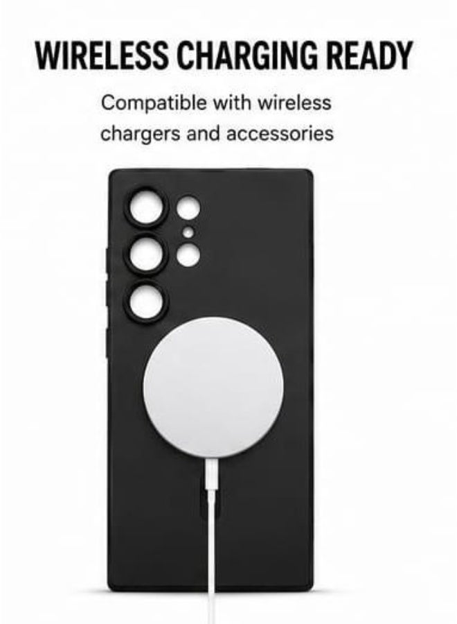 Samsung Galaxy S24 Ultra Magnetic Matte Case Shockproof Slim Protective Cover Wireless Charging Compatible Black - Image 4